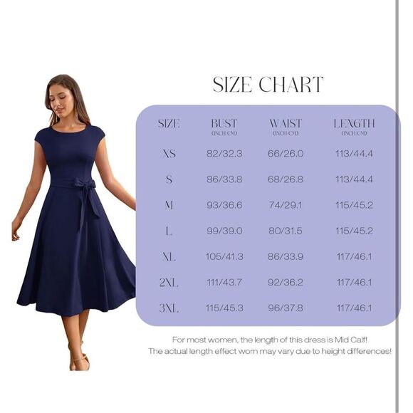 NEW Navy Blue Modest Holiday Party Prom Dress XL NO BELT - Picture 4 of 6